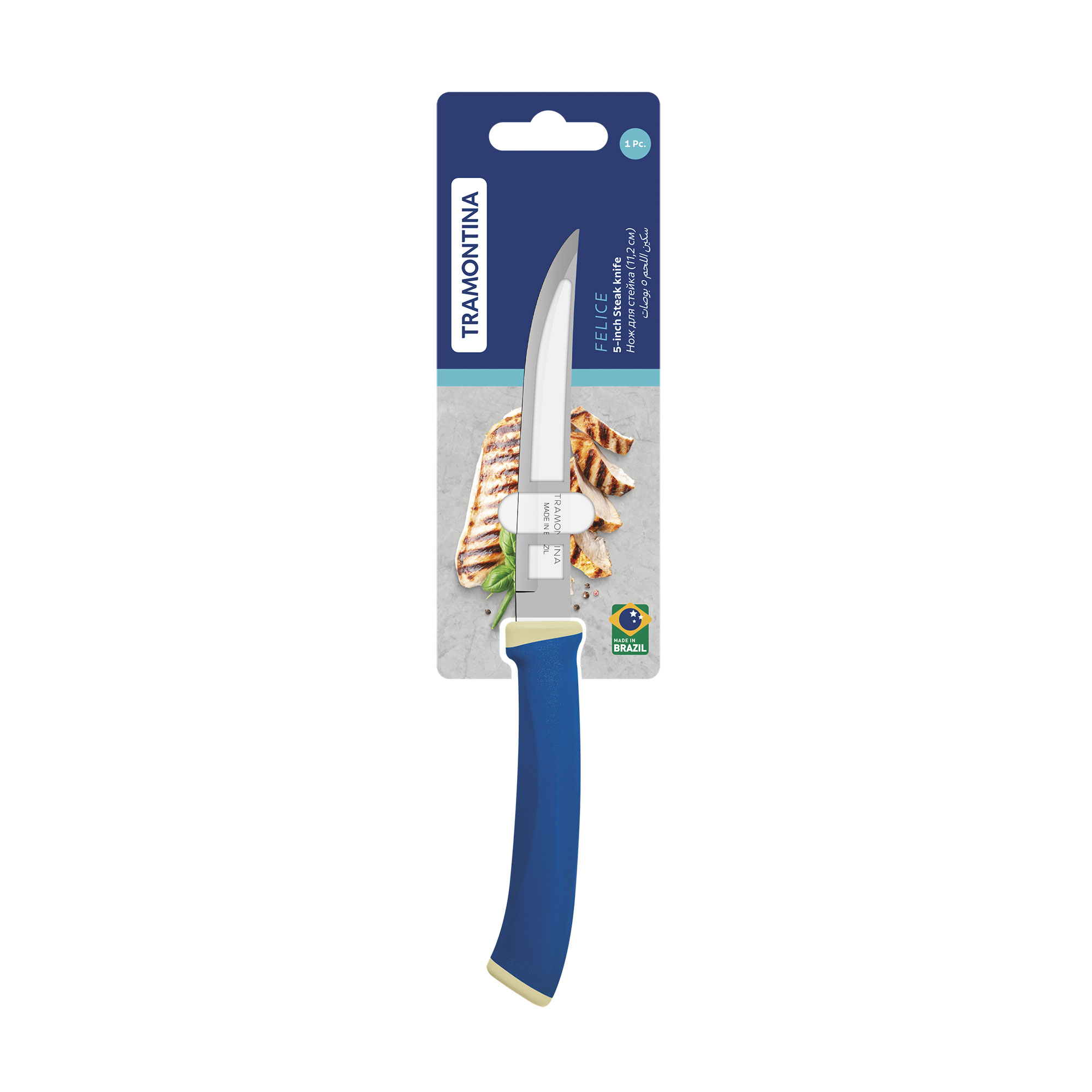 Ніж для стейка TRAMONTINA Felice Blue гладкий, 11.2 см (23493/115)